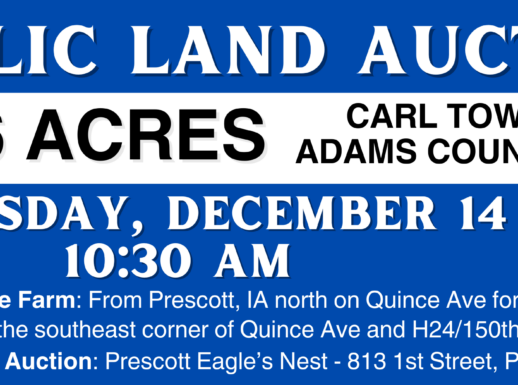 PUBLIC LAND AUCTION – 75.76 Acres – Adams County, IA – SOLD