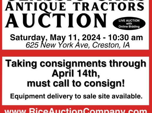 Farm Machinery, Classic Cars and Antique Tractor Consignment Auction