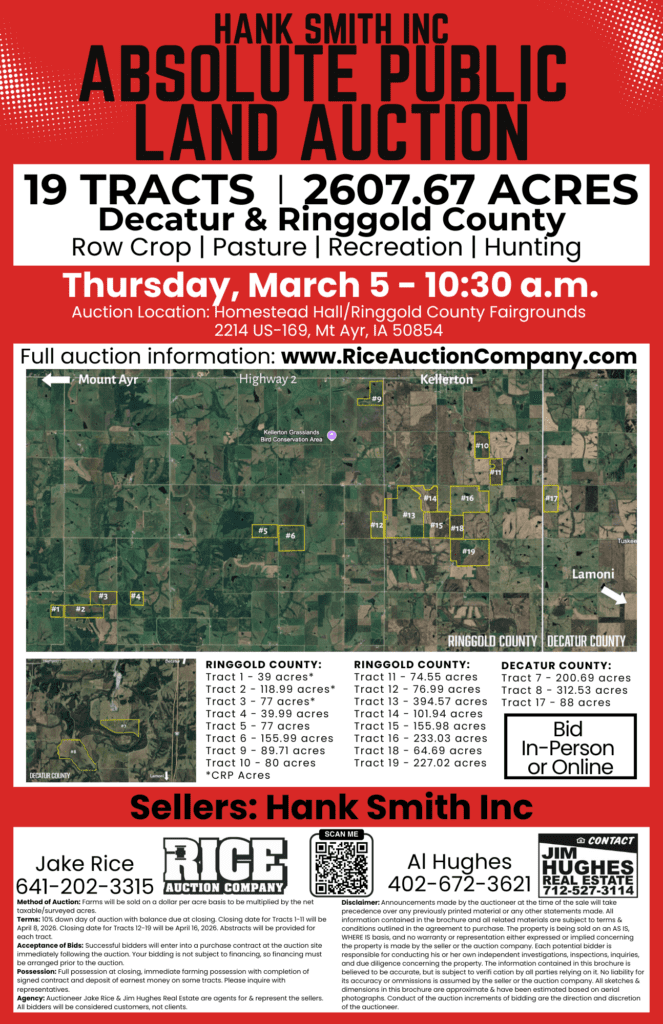 Smith Land Auction Sale Bill